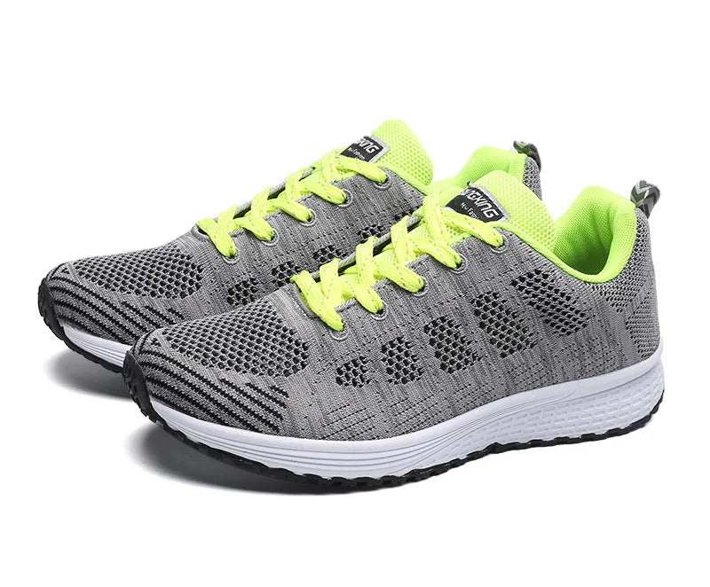 Grey Green Women's Breathable Mesh Walking Shoes – Lightweight Flat Sneakers | Atlantis