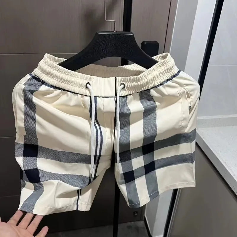 Men's Plaid 3D Print Casual Shorts – Elastic Waist