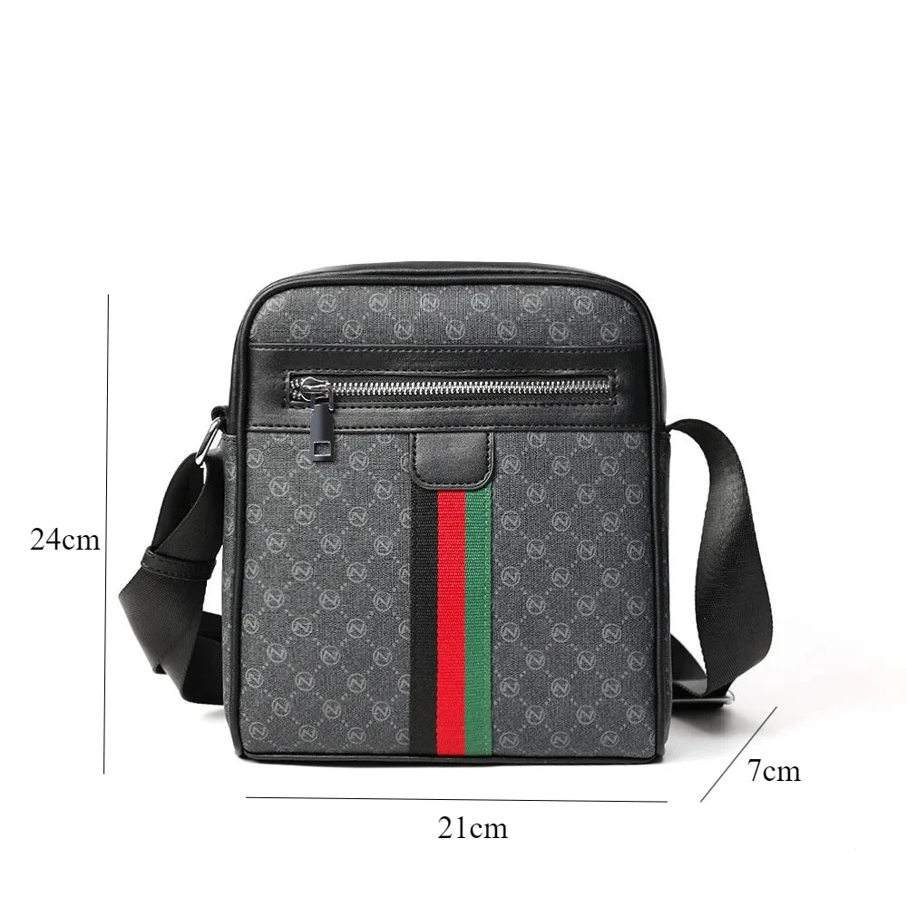 Men's Luxury Plaid Crossbody Bag – PU Leather Sling Messenger Bag
