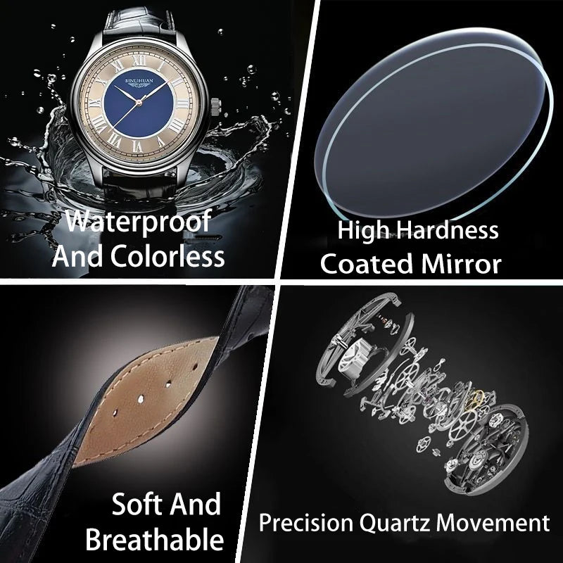 Men's Luxury Business Quartz Watch – Leather Strap, Waterproof