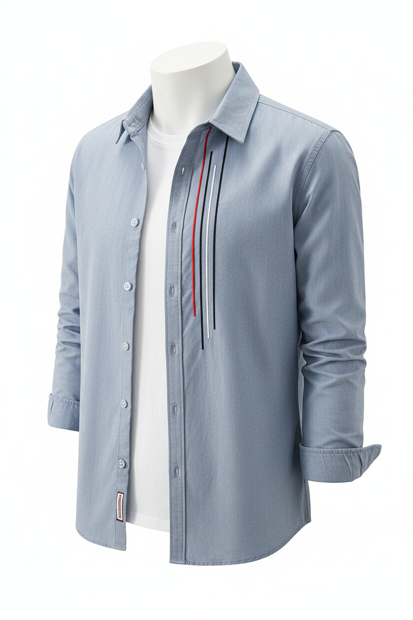 Cotton Shirt Jacket - Light Blue