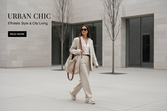 Woman carrying a stylish tote bag in a minimalist urban setting — tote bag styling guide from Atlantis