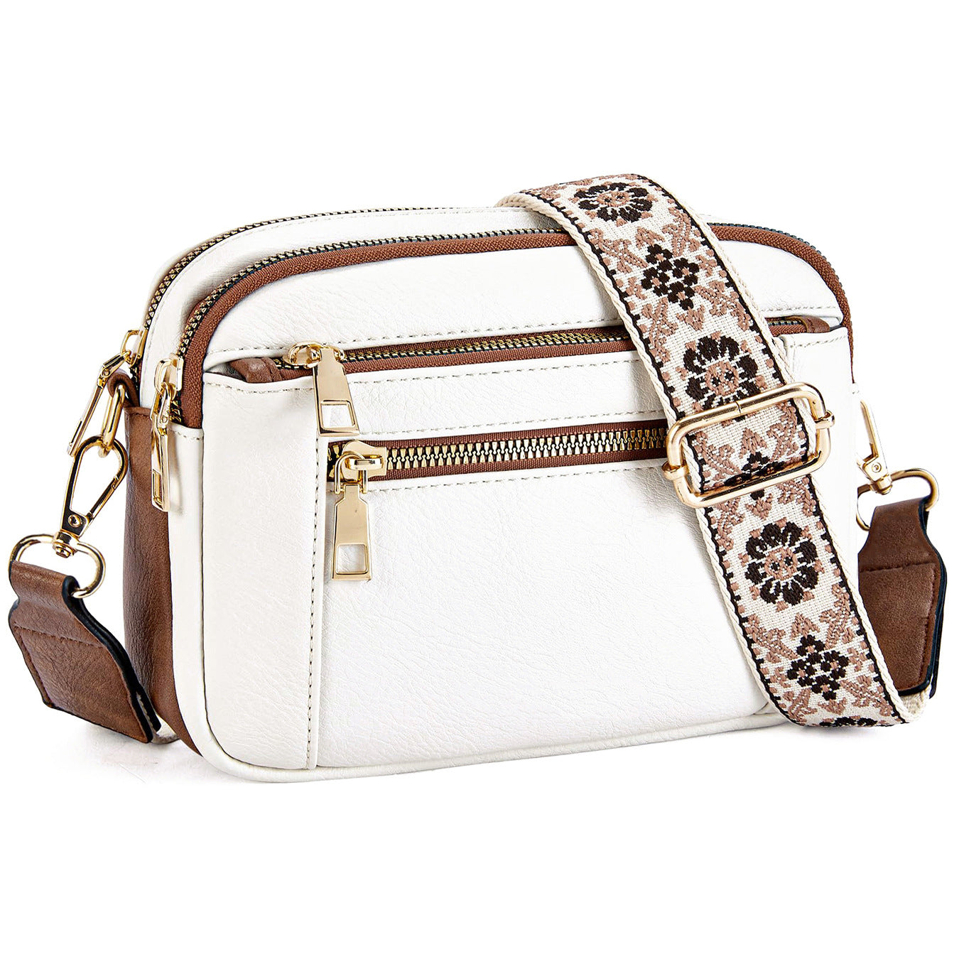 Women's Floral Embroidered Crossbody Bag | Colorblock Shoulder Bag - image 1