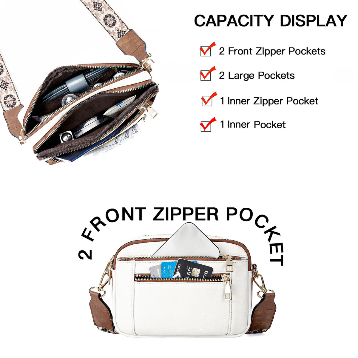 Women's Floral Embroidered Crossbody Bag | Colorblock Shoulder Bag - image 10
