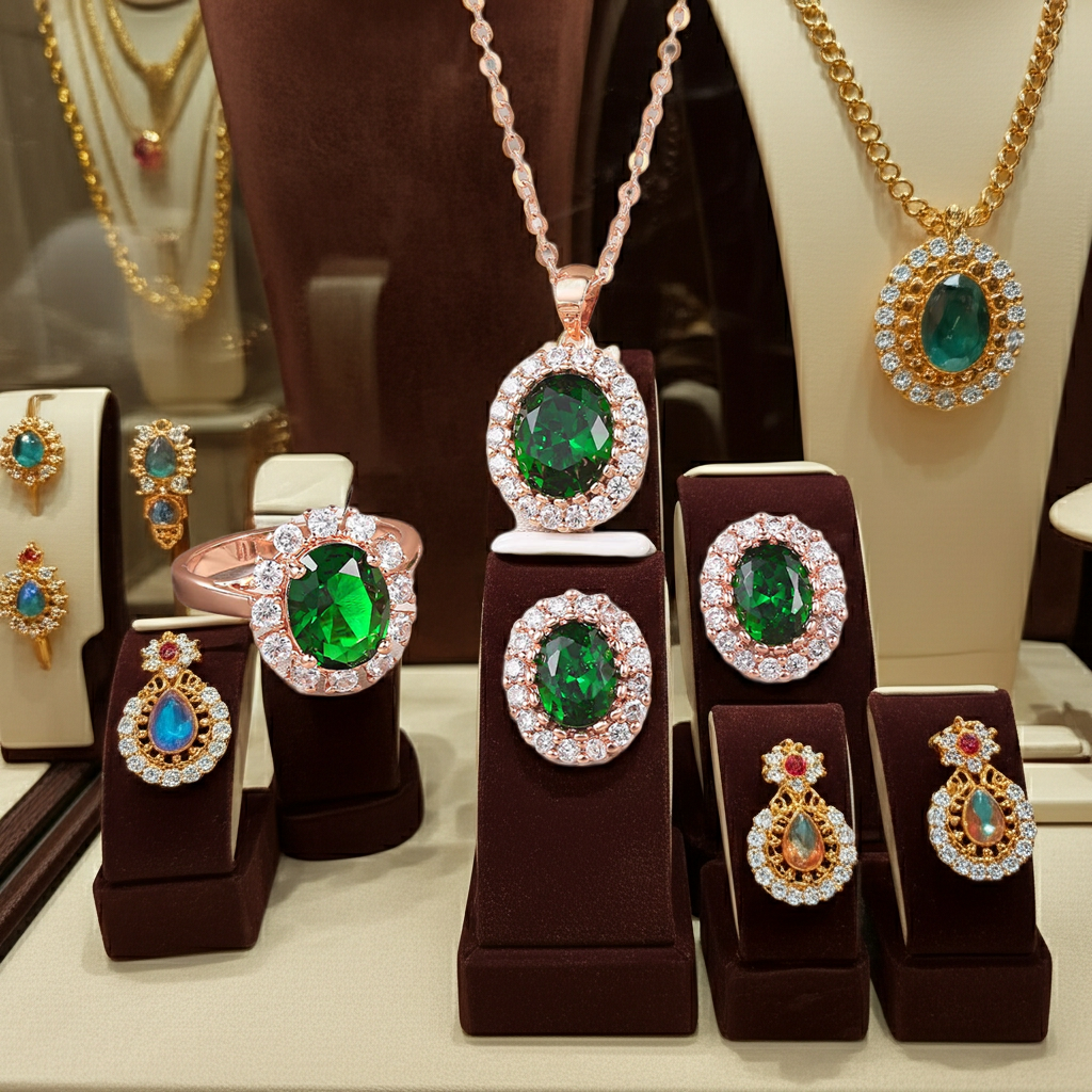 Women's Crystal Rhinestone Jewelry Set – Necklace, Earrings & Bracelet