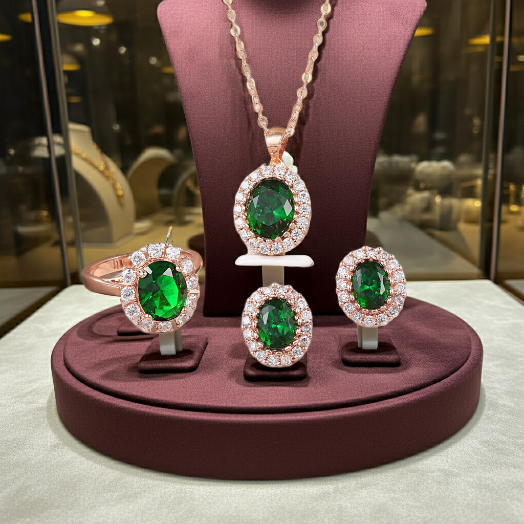 Women's Crystal Rhinestone Jewelry Set – Necklace, Earrings & Bracelet