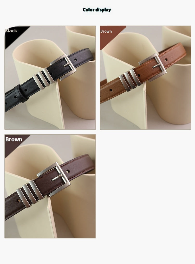 Women's genuine leather belt in coffee brown