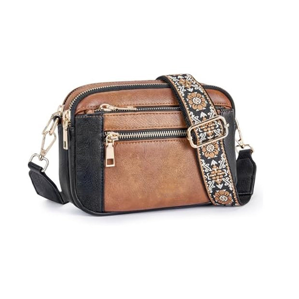 Women's Floral Embroidered Crossbody Bag | Colorblock Shoulder Bag - image 5