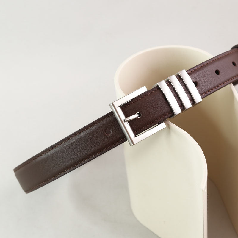 Women's genuine leather belt alloy pin buckle