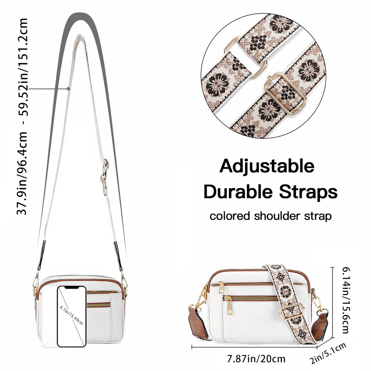 Women's Floral Embroidered Crossbody Bag | Colorblock Shoulder Bag - image 11