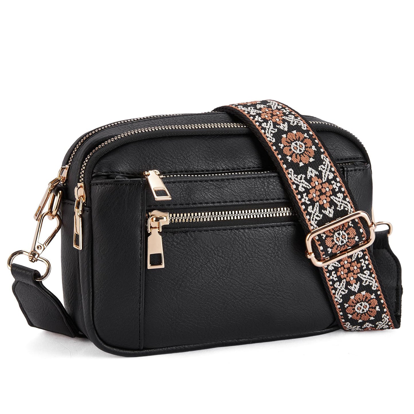 Women's Floral Embroidered Crossbody Bag | Colorblock Shoulder Bag - image 2