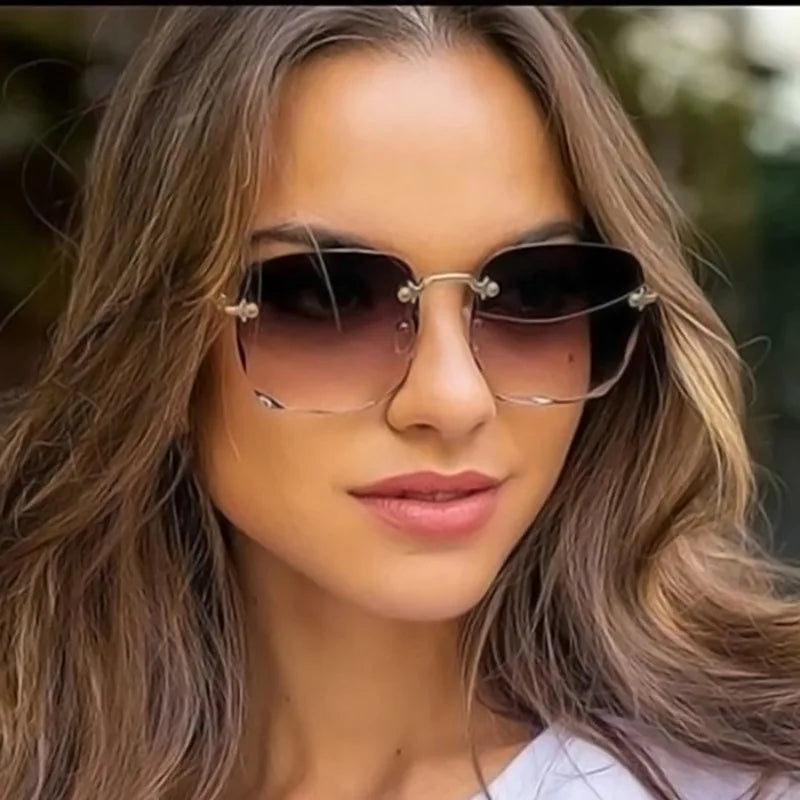 Women's Square Rimless Sunglasses Set – 3 Pack UV400 Protection