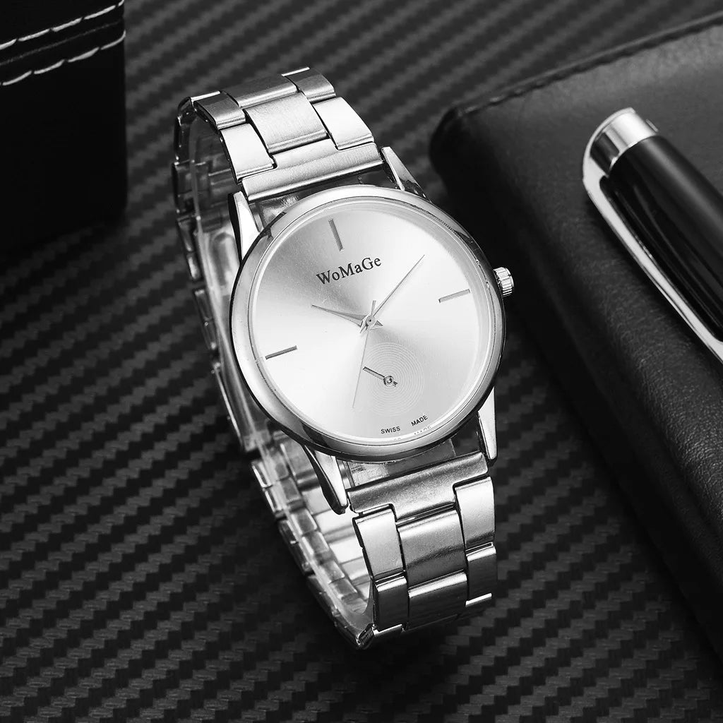 Women's Minimalist Quartz Watch – Stainless Steel, Rose Gold & Silver