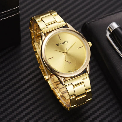 Women's Minimalist Quartz Watch – Stainless Steel, Rose Gold & Silver