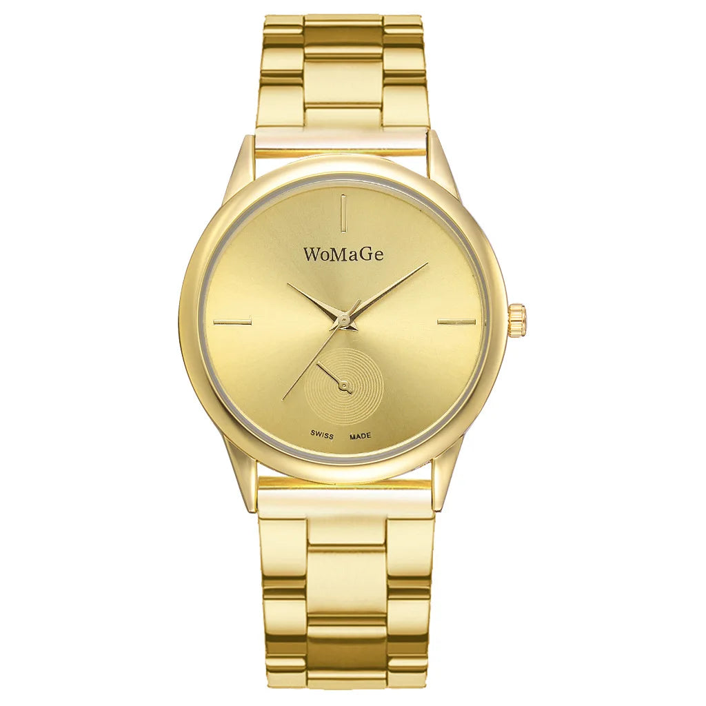 Women's Minimalist Quartz Watch – Stainless Steel, Rose Gold & Silver