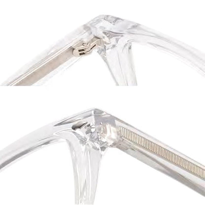 Square acetate polarized sunglasses frame detail