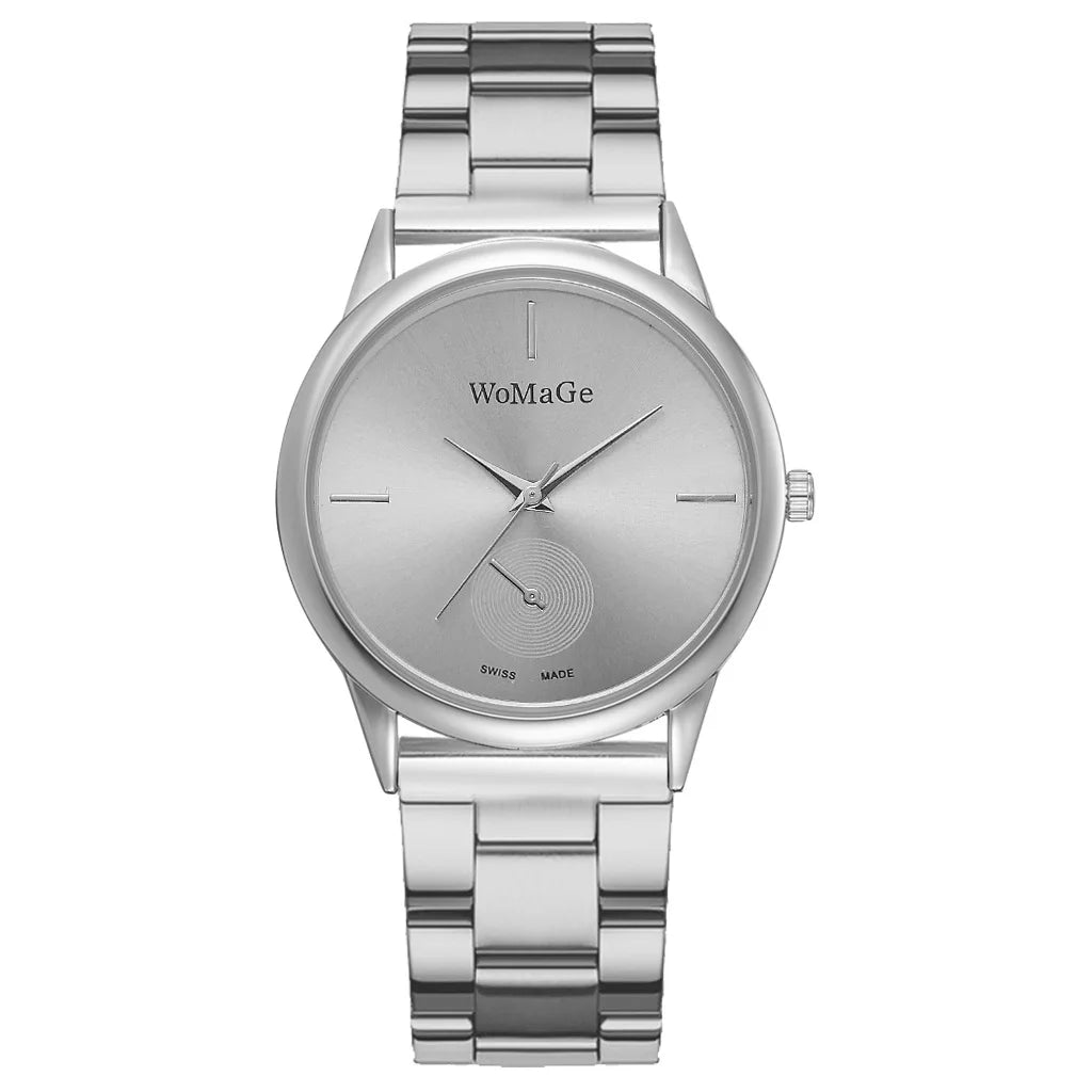 Women's Minimalist Quartz Watch – Stainless Steel, Rose Gold & Silver