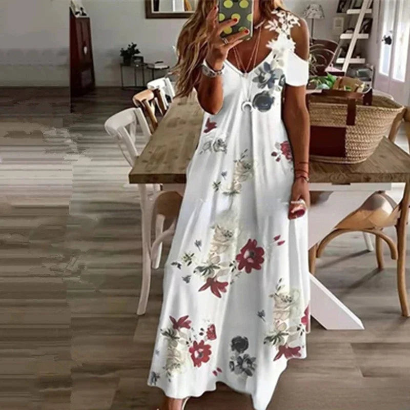 Women's Printed Sleeveless Maxi Dress – Casual Summer Long Dress