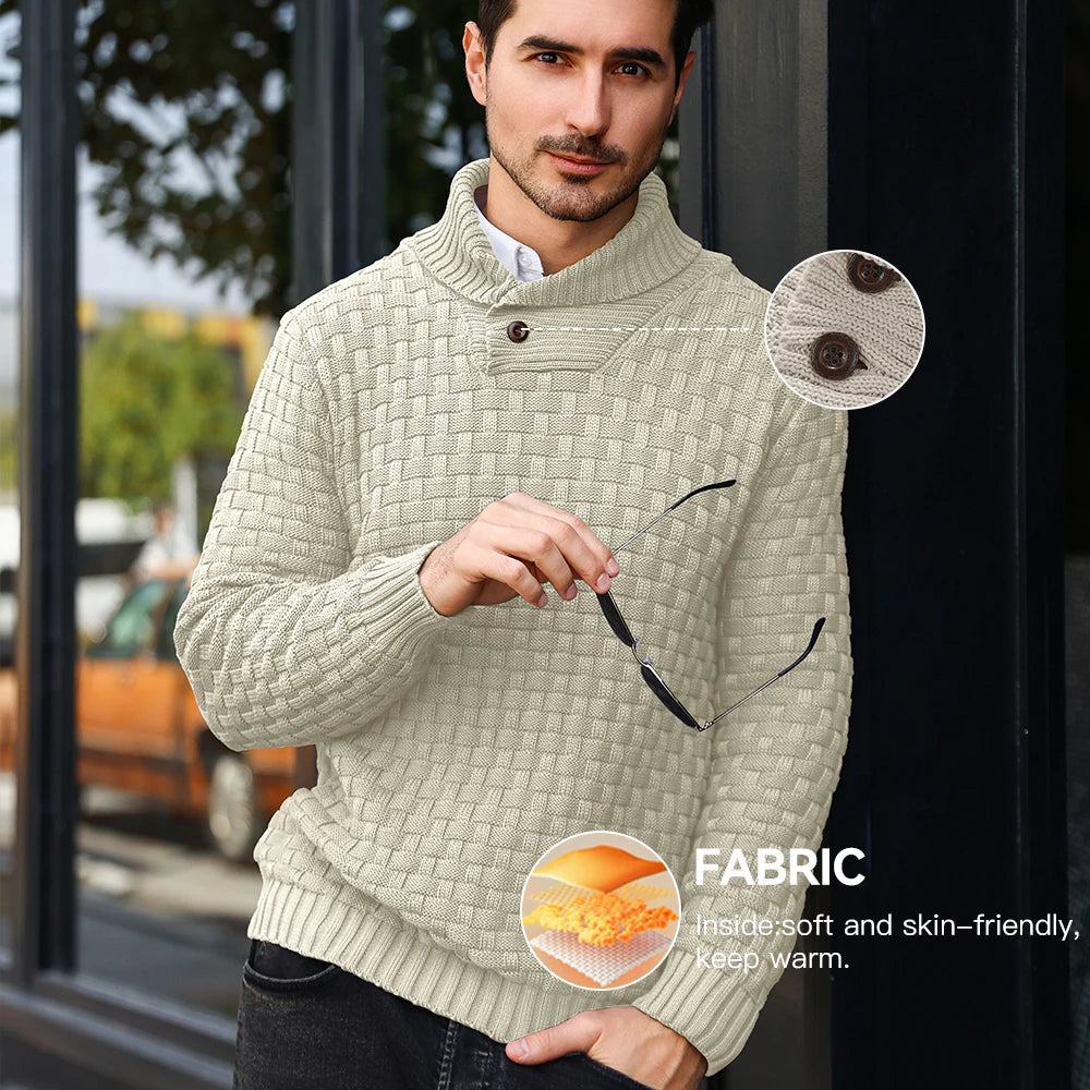 Men's Crew Neck Knit Sweater – Warm Ribbed Pullover for Fall & Winter