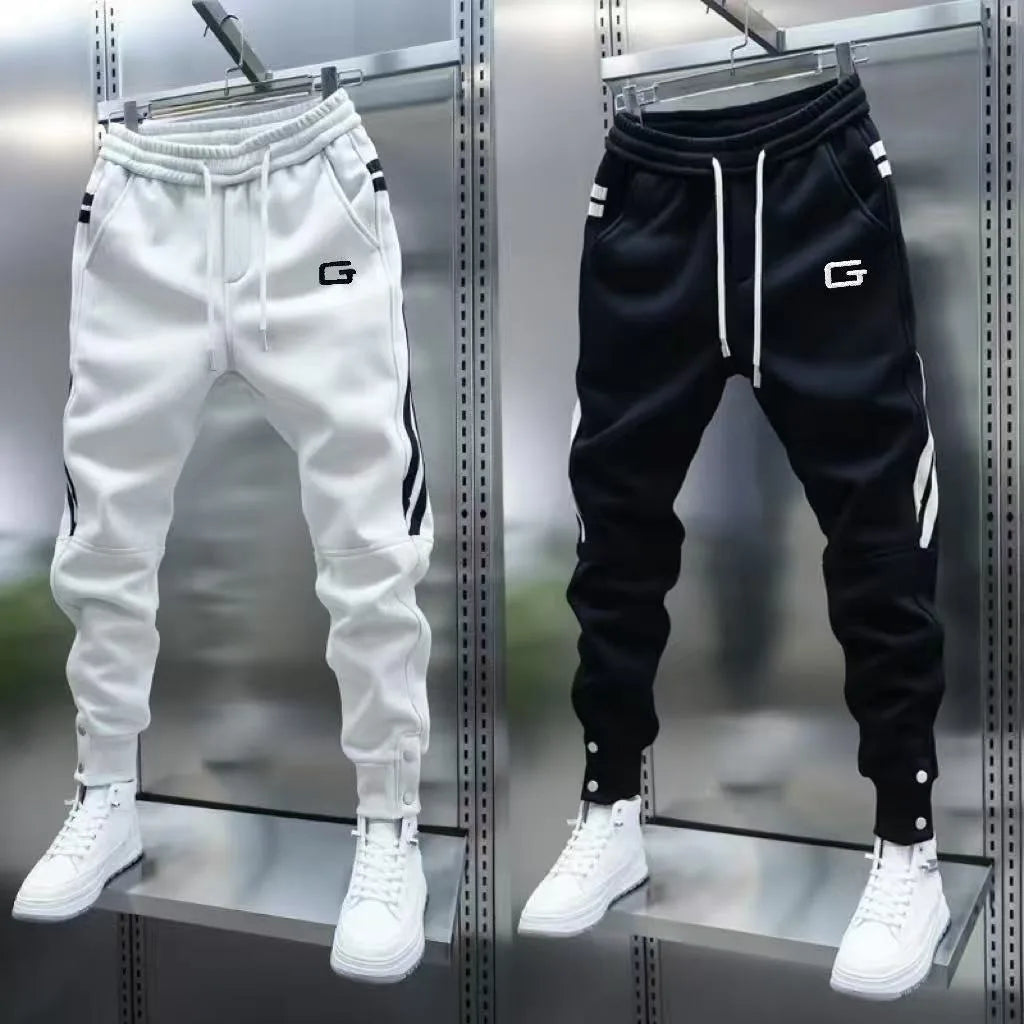 Black & White Men's EmbroideRed Casual Jogger Pants – Elastic Waist Streetwear | Atlantis
