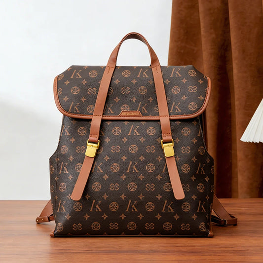 Floral Print PU Leather Backpack – Retro Casual Women’s Bag
