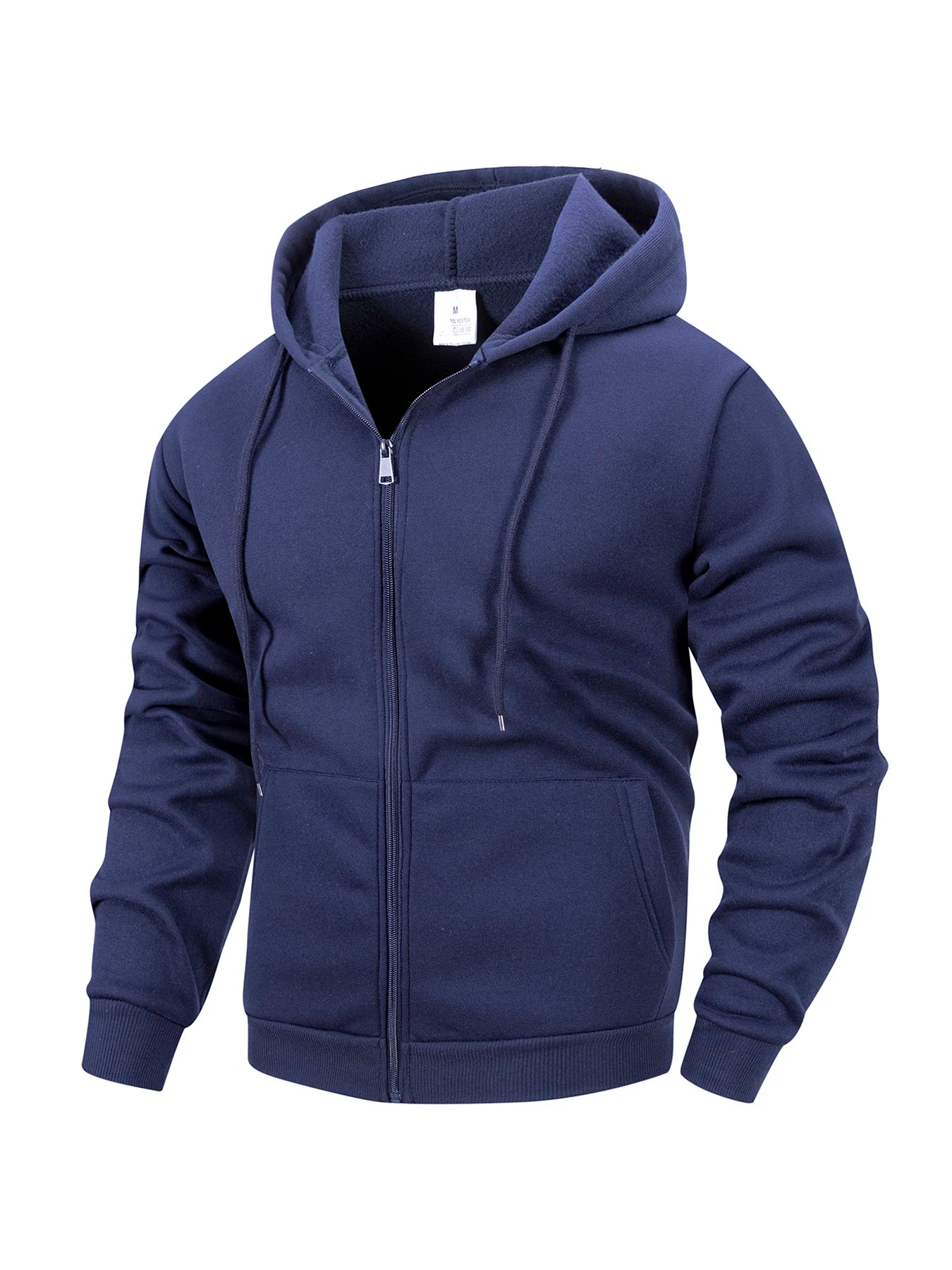 Men's Zip-Up Hoodie Jacket in Navy Blue — Front View

