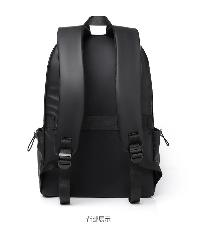 Black Men's Waterproof Backpack – Back View with Padded Straps | Atlantis