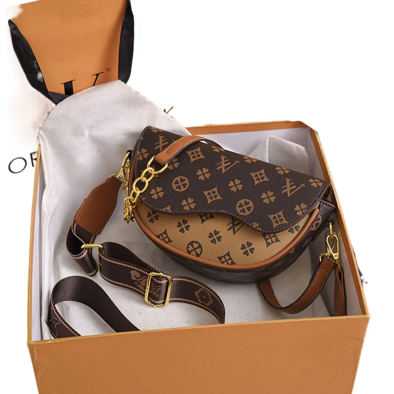 Letter Print Saddle Crossbody Bag