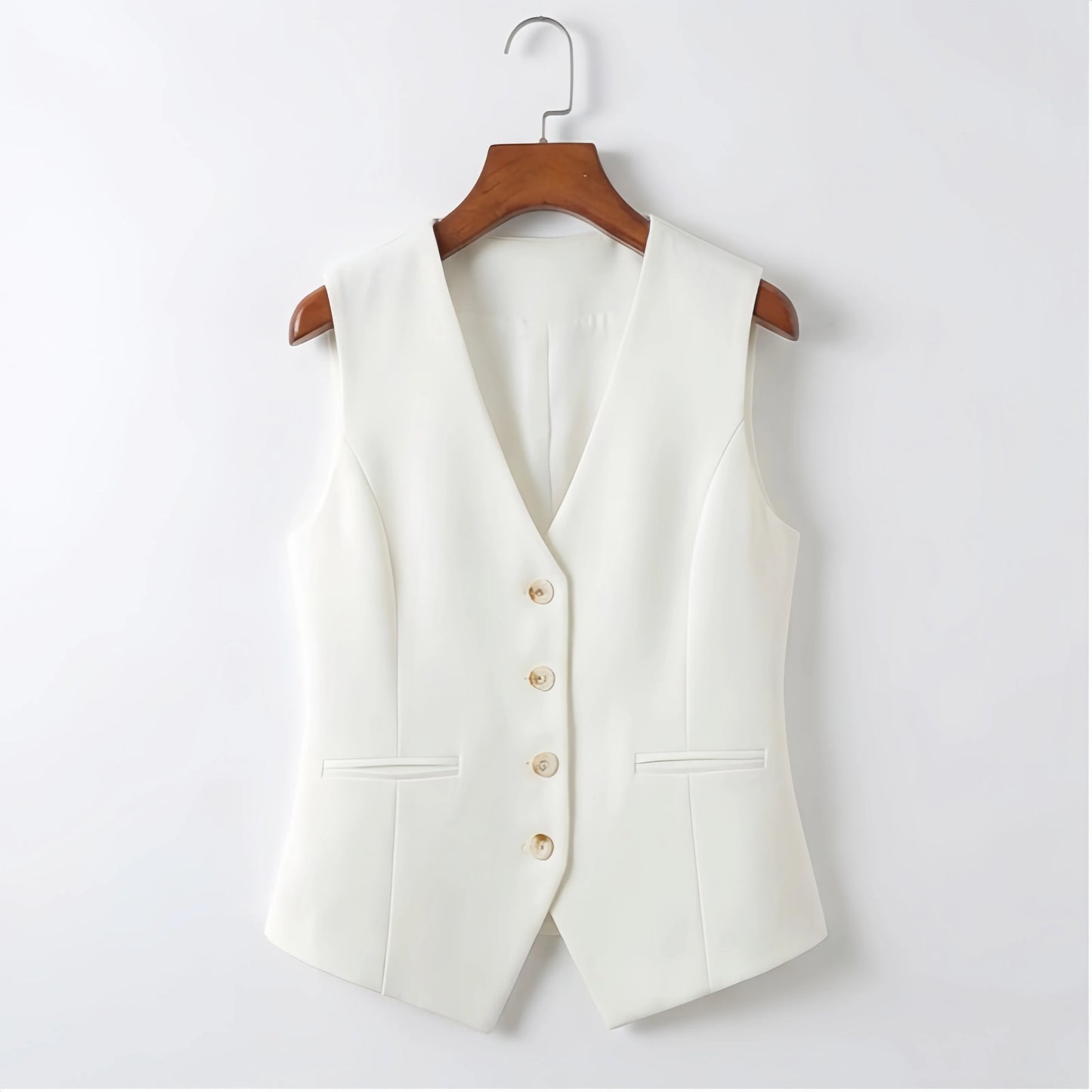 Women's Slim Fit Formal Business Vest – Sleeveless Tailored Waistcoat for Office