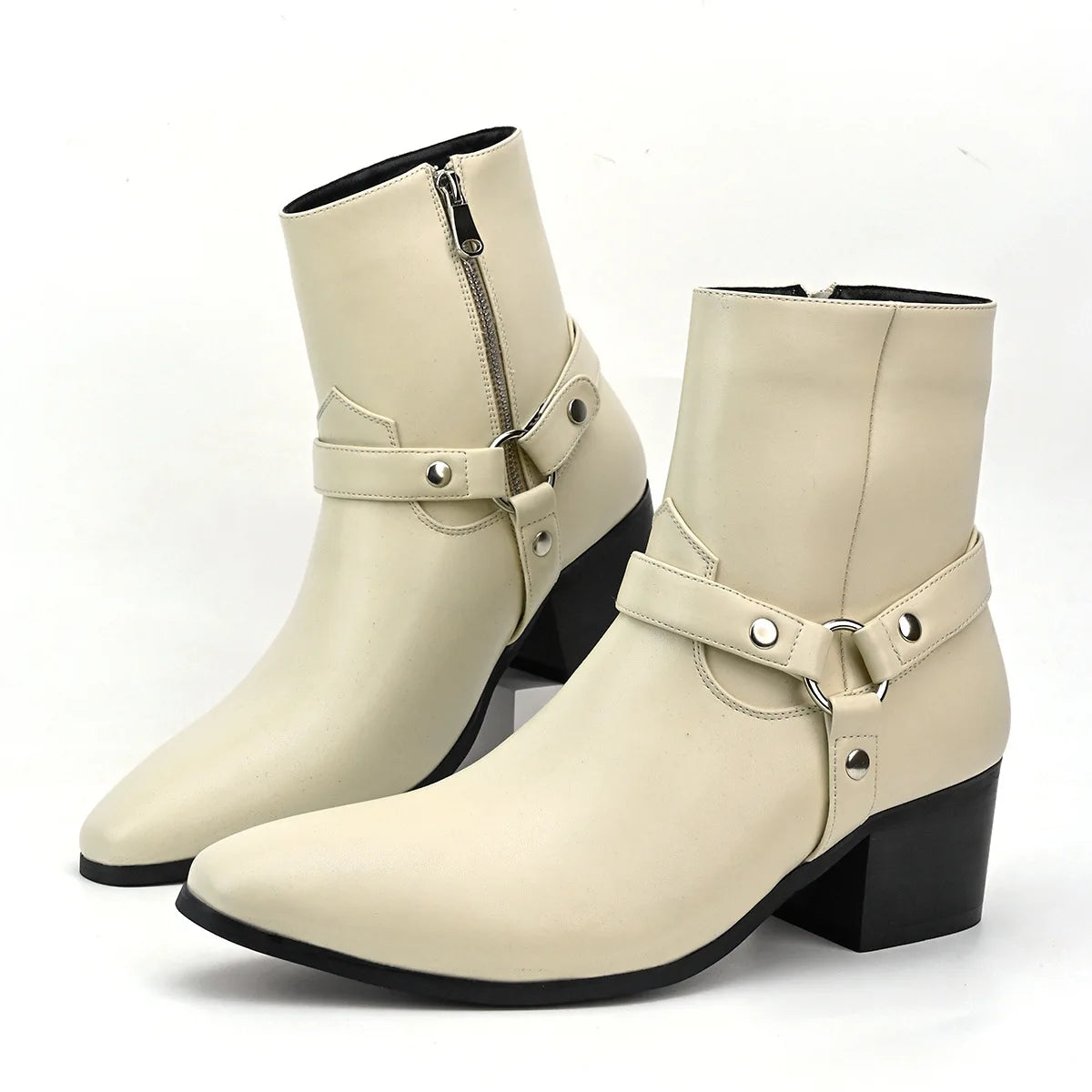 Chain Detail Western Ankle Boots | Men's Cowboy Riding Shoes