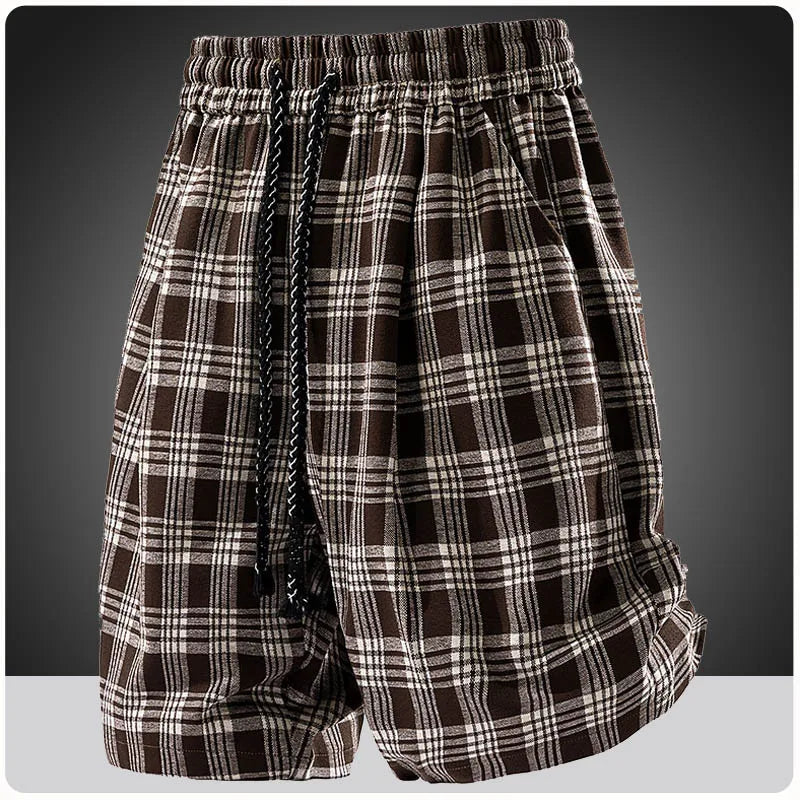 Men's Plaid Cargo Shorts – Ice Silk, Loose Fit