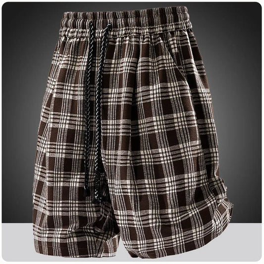 Men's Plaid Cargo Shorts – Ice Silk, Loose Fit