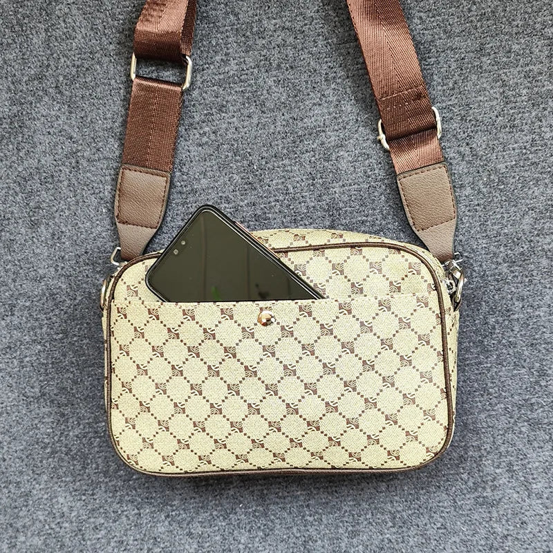 Men's Striped Crossbody Clutch Bag – Casual PU Leather Shoulder Bag