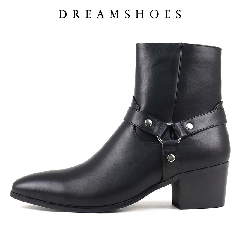 Chain Detail Western Ankle Boots | Men's Cowboy Riding Shoes