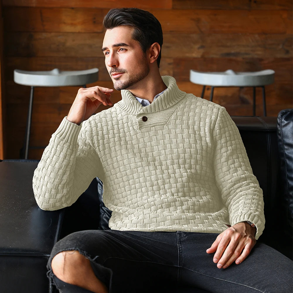 Men's Crew Neck Knit Sweater – Warm Ribbed Pullover for Fall & Winter