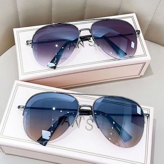 Women's Oval Aviator Sunglasses – UV400 Mirror Lens