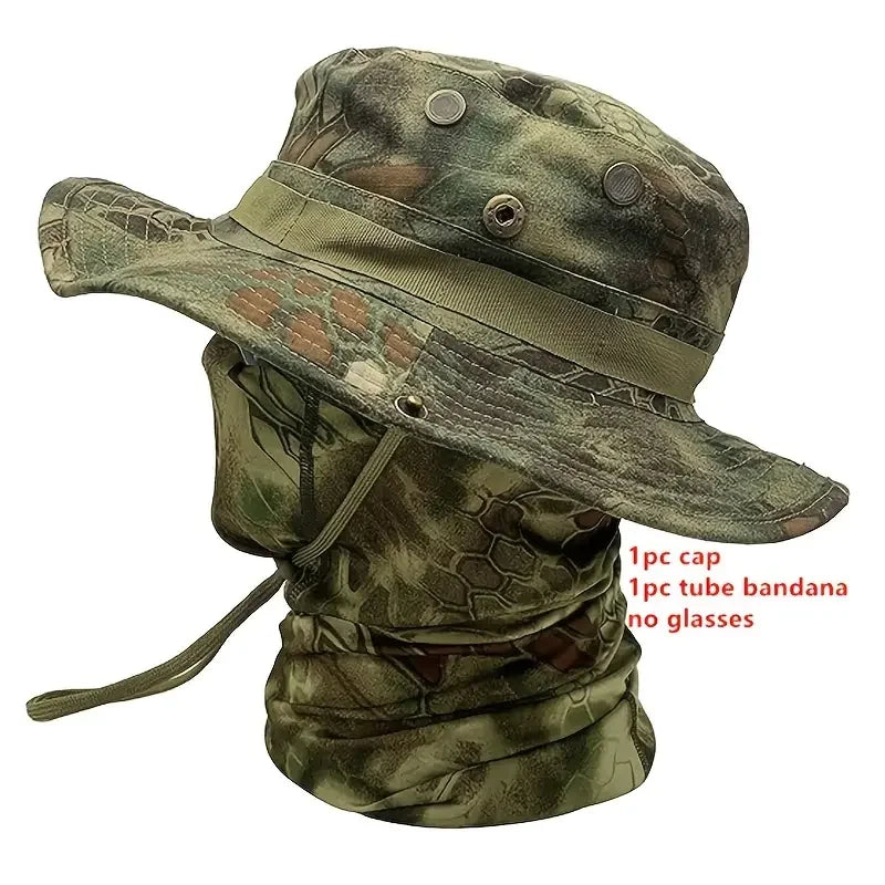 Camouflage Boonie Bucket Hat – Foldable Wide Brim Outdoor Sun Hat