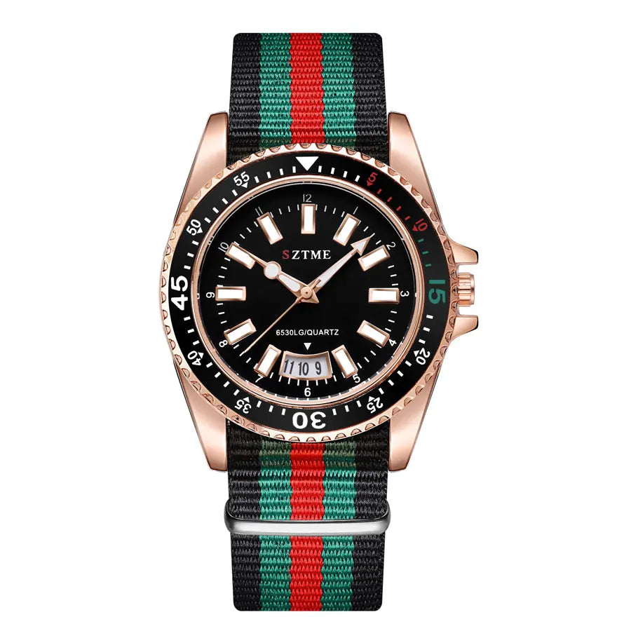Nylon Strap Calendar Quartz Watch – Minimalist Unisex Business Watch