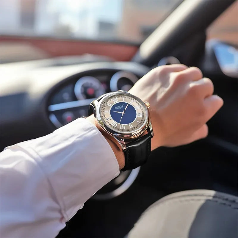 Men's Luxury Business Quartz Watch – Leather Strap, Waterproof