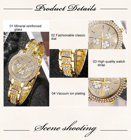 Gold watch with detailed features on a White background