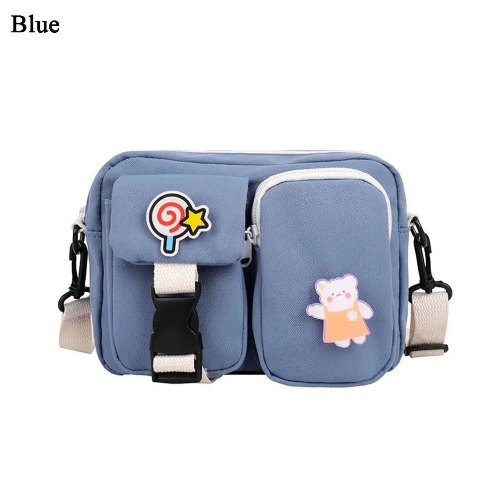 Women's Small Canvas Crossbody Messenger Bag – Colorful Flap Bag for Students