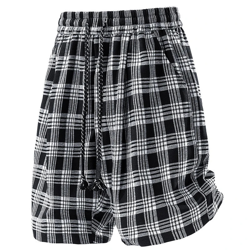 Men's Plaid Cargo Shorts – Ice Silk, Loose Fit