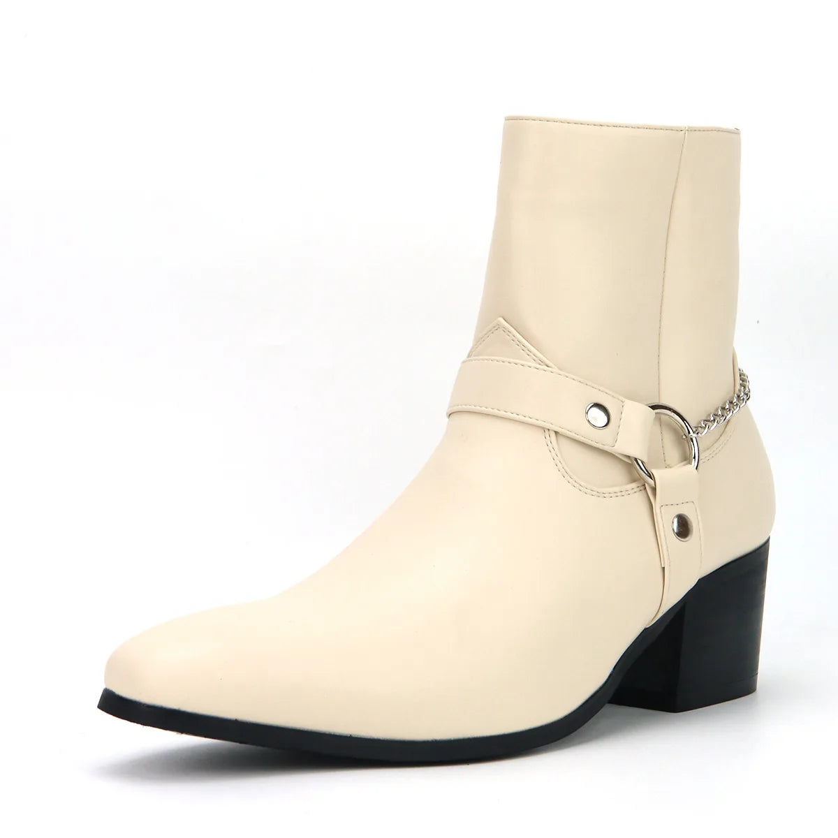 Chain Detail Western Ankle Boots | Men's Cowboy Riding Shoes
