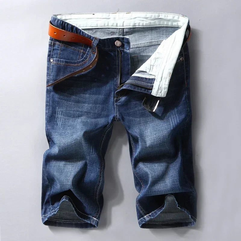 Men's Stretch Denim Shorts Casual Straight Fit