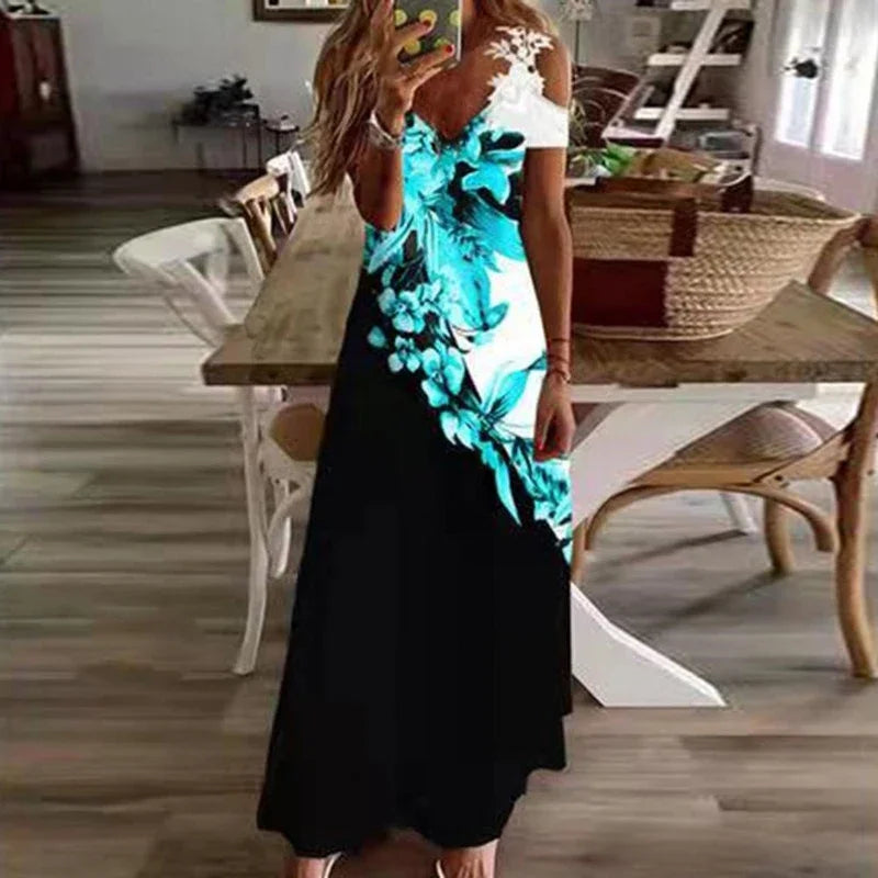 Women's Printed Sleeveless Maxi Dress – Casual Summer Long Dress