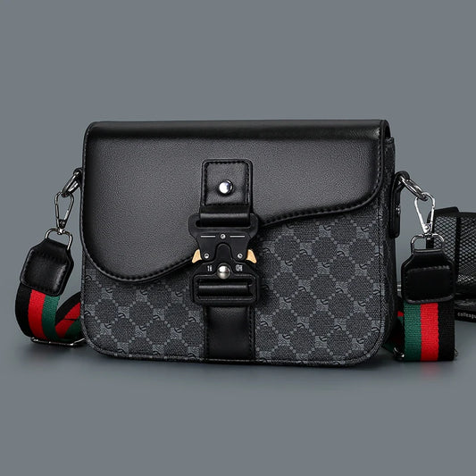 Men's Jacquard Crossbody Sling Bag — Waterproof PU Leather