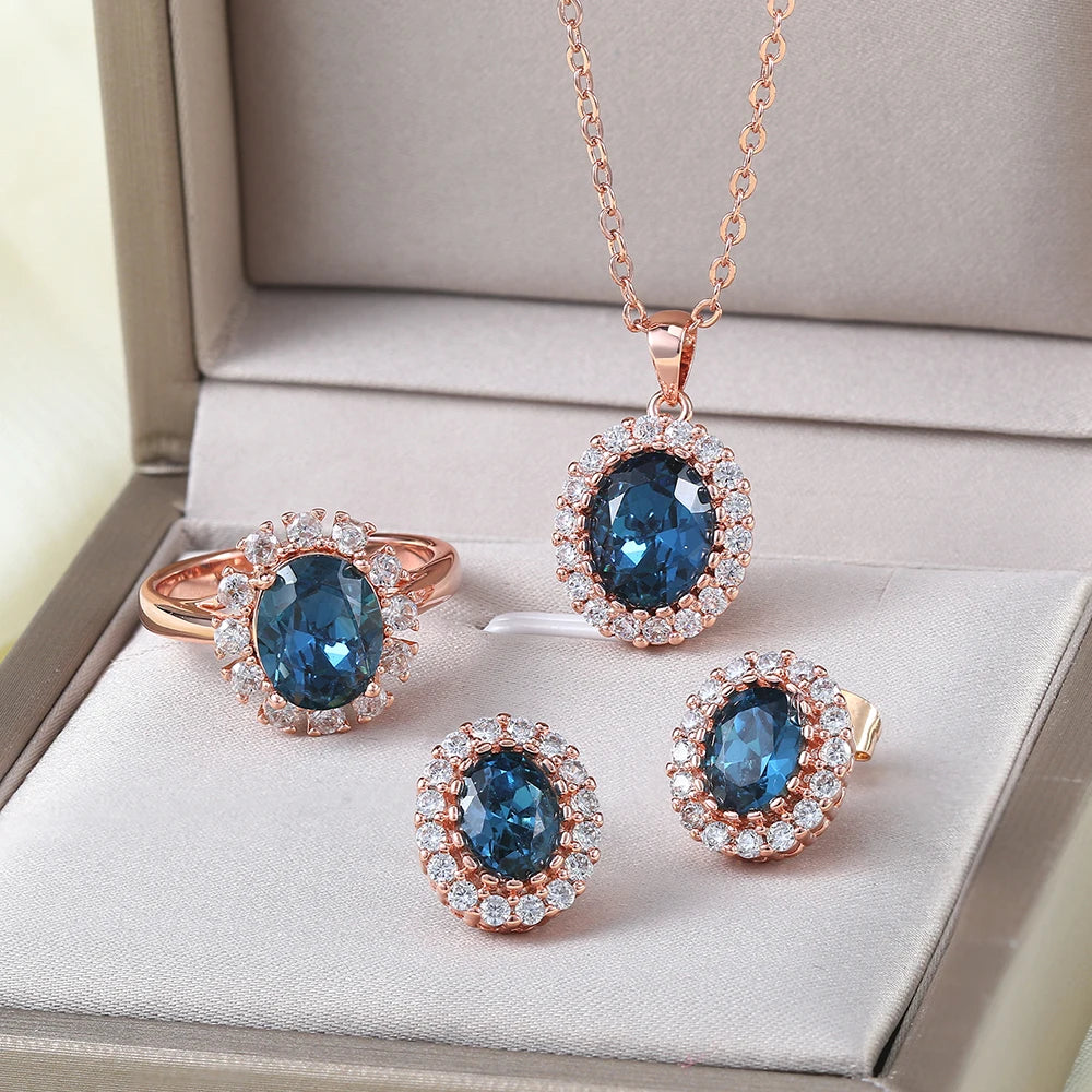 Women's Crystal Rhinestone Jewelry Set – Necklace, Earrings & Bracelet