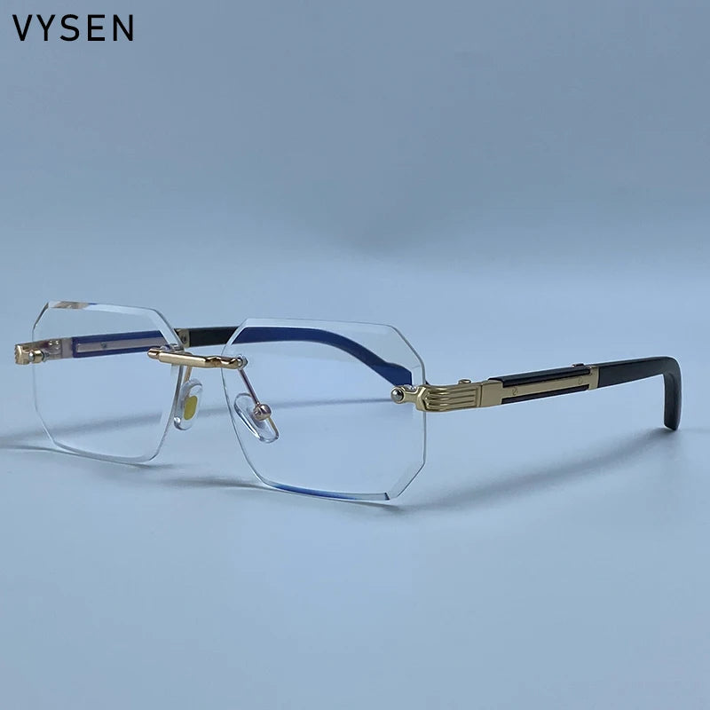 Men's Vintage Rimless Sunglasses – UV400 Polygon Punk Shades