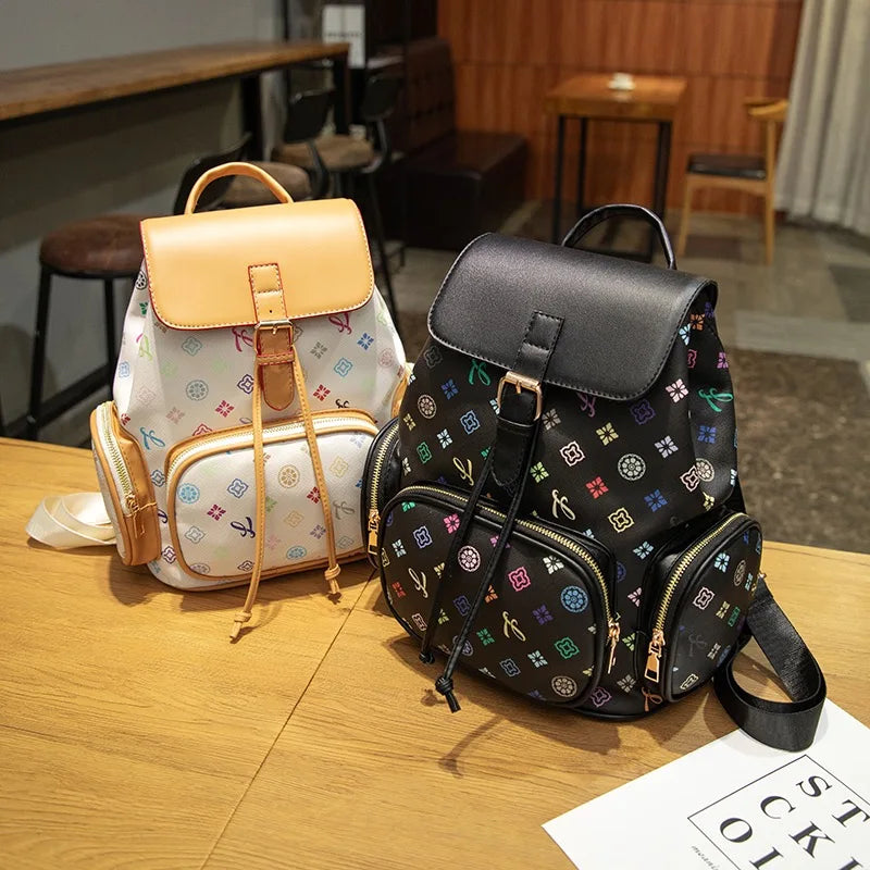 Women's Designer Drawstring Backpack – Large Capacity Travel & School Bag
