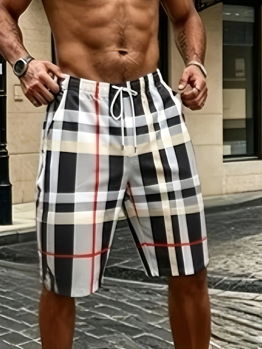 Men's Color Block Beach Shorts – Quick-Dry Hawaiian